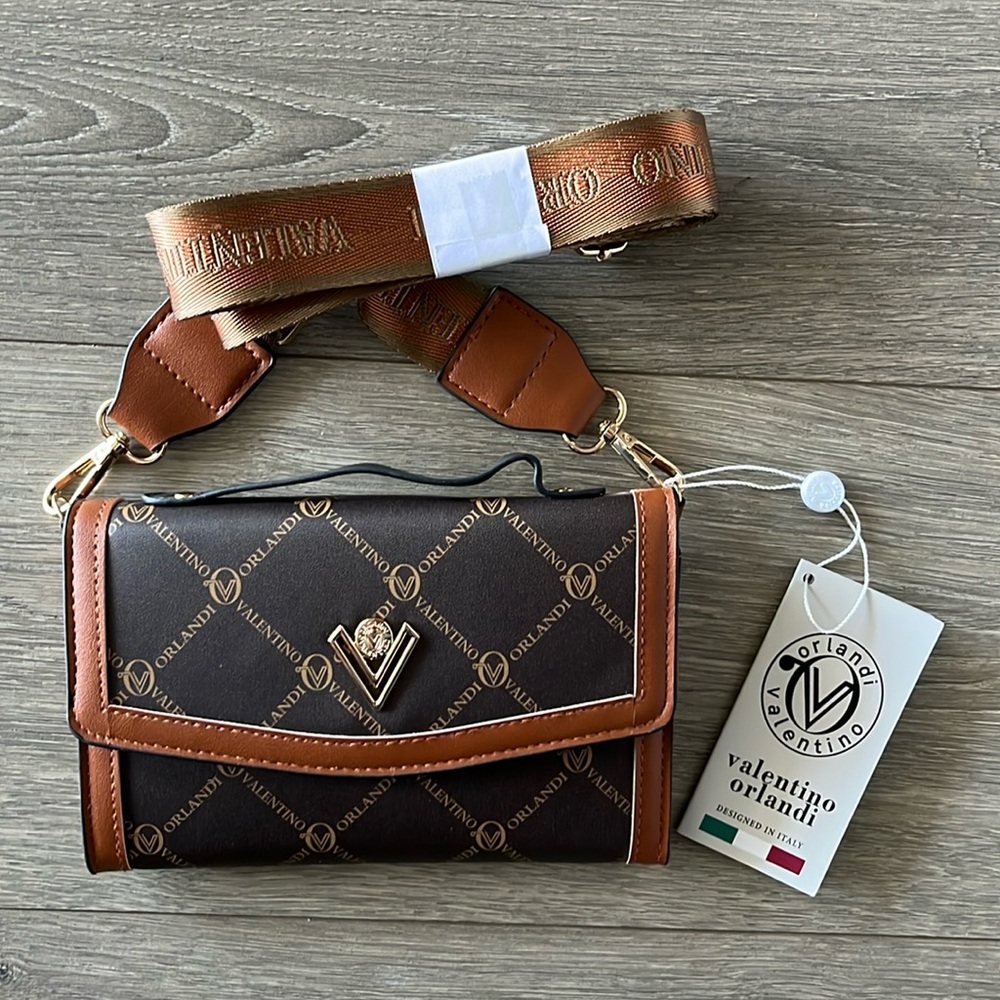 NWT Valentino Orlandi Brown and Black Crossbody Bag